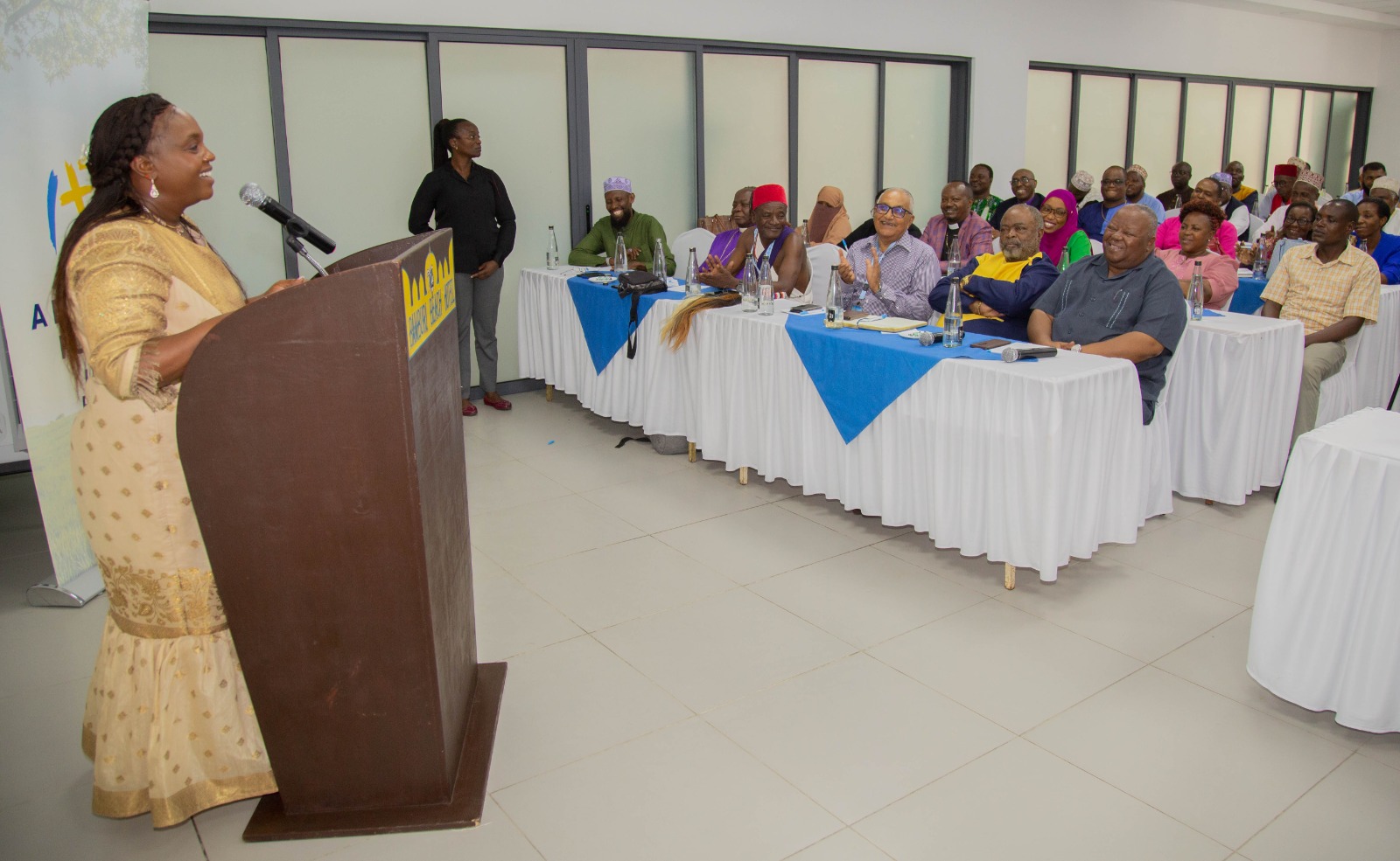 File image of Pastor Dorcas addressing religious leaders in Mombasa.